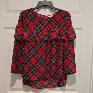 Crown & Ivy Vibrant Holiday Plaid Top